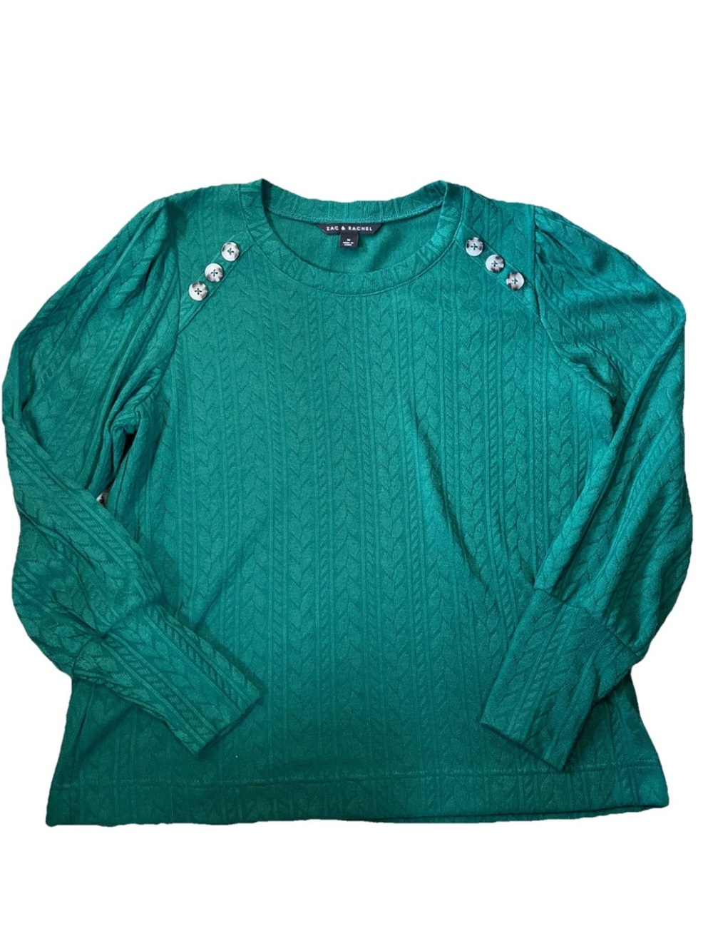 Zac & Rachel Green Cable Knit Button-Shoulder Pullover